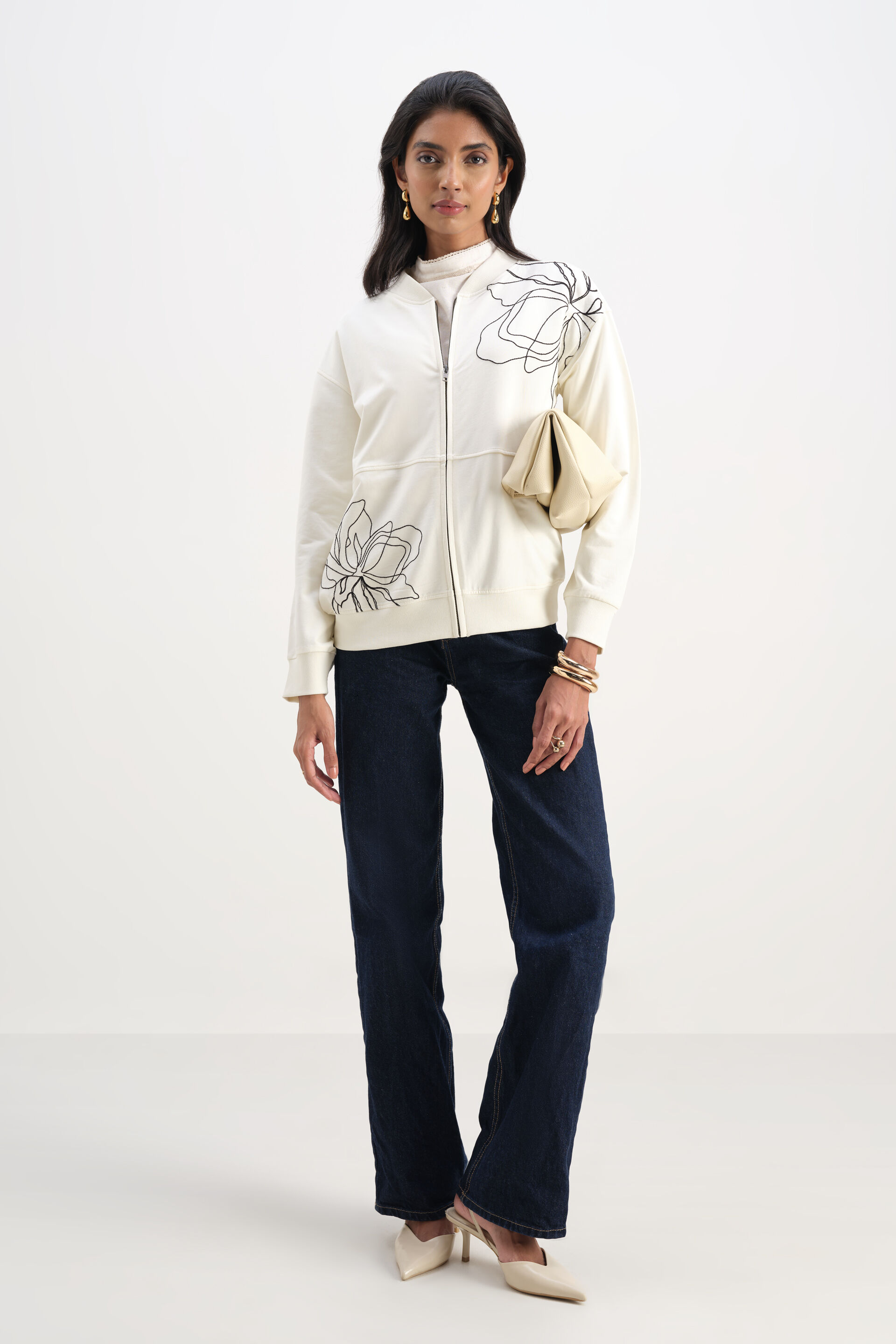 Blair Cream Cotton Jacket, Cream, image 2